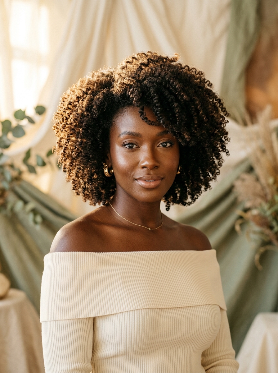 Defined natural curls with textured styling