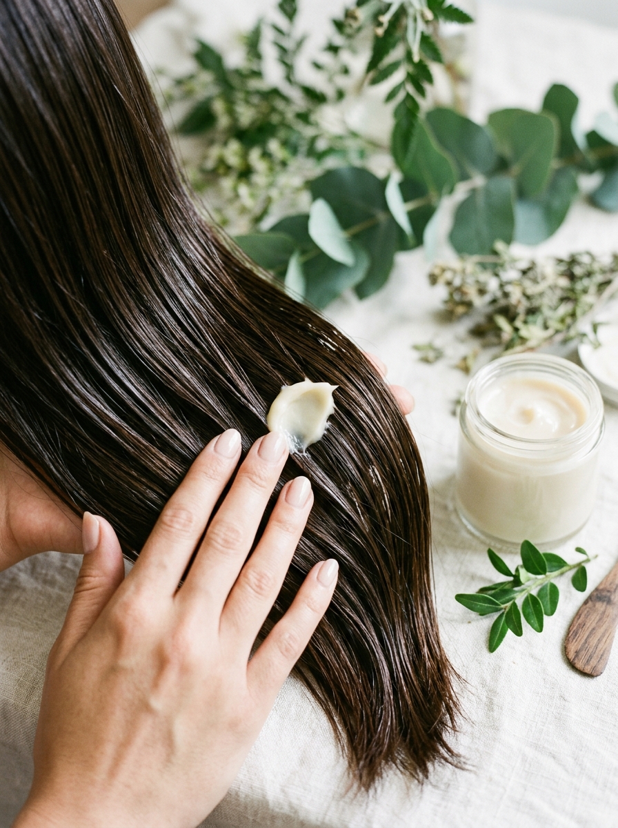 Botanical hair treatment application