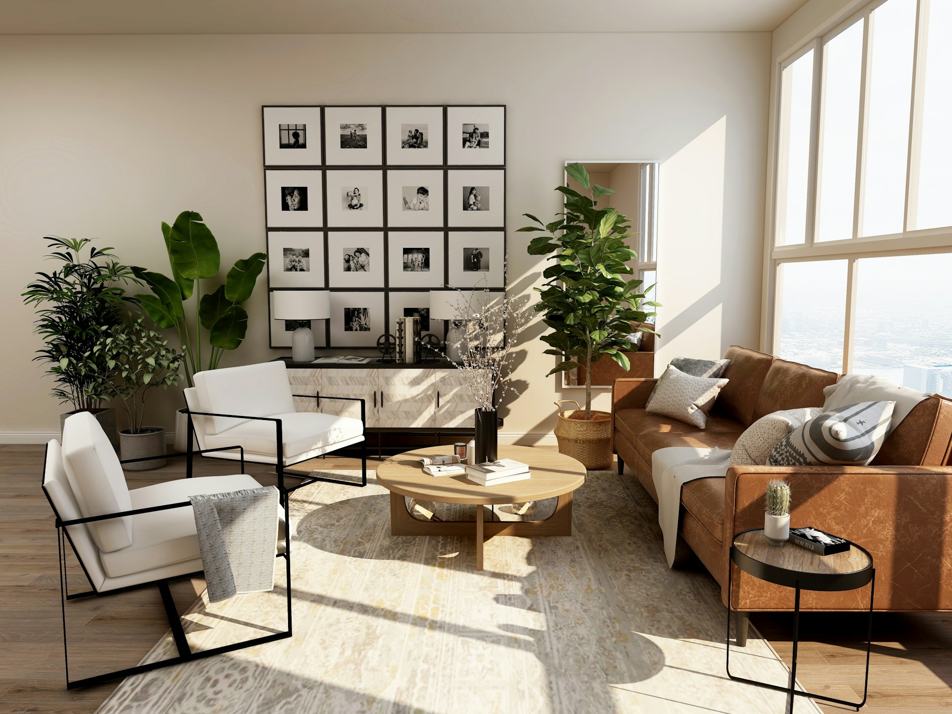 An inviting lounge with textured upholstery and a sunlit window