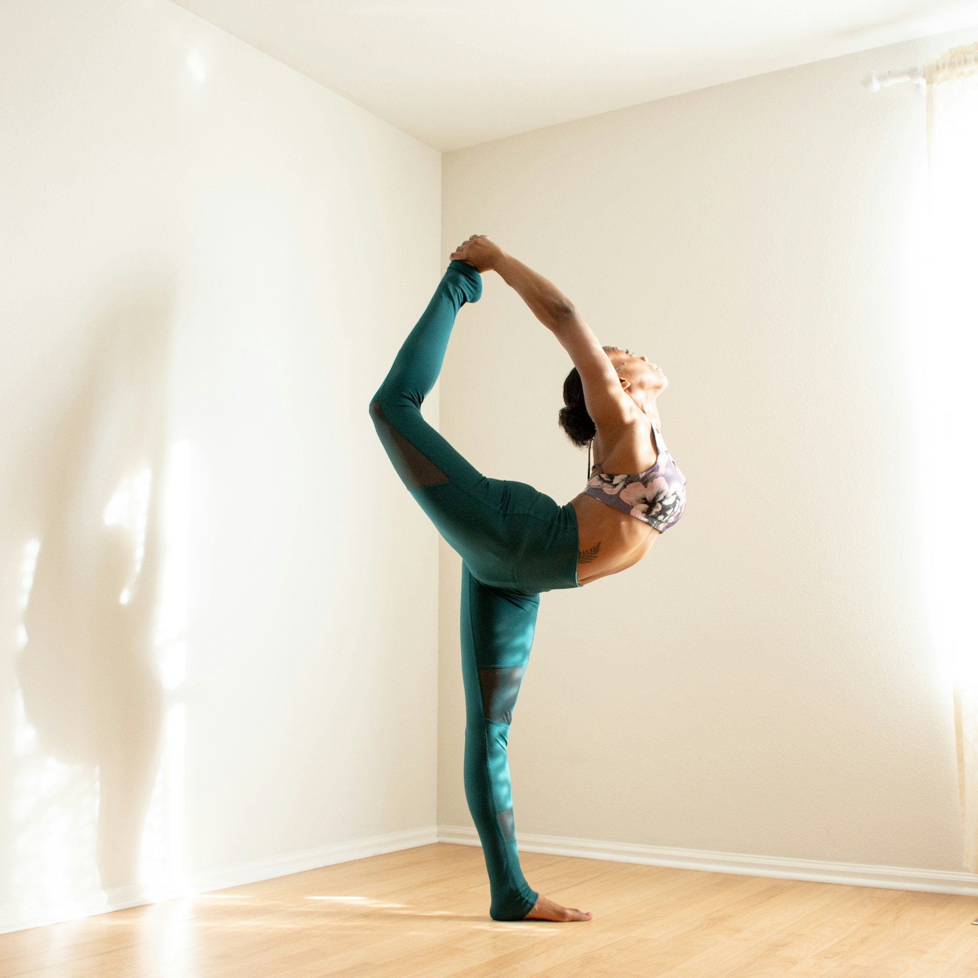 Natural light and mindful movement in a yoga studio